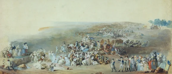 Parijzenaars op het Champ de Mars bereiden zich voor op het Fête de la Fédération, 14 juli 1790